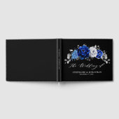 Royal Blue White Silver Metallic Floral Wedding Gu Gastenboek (Volledig)