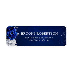 Royal Blue White Silver Metallic Floral Wedding La Etiket