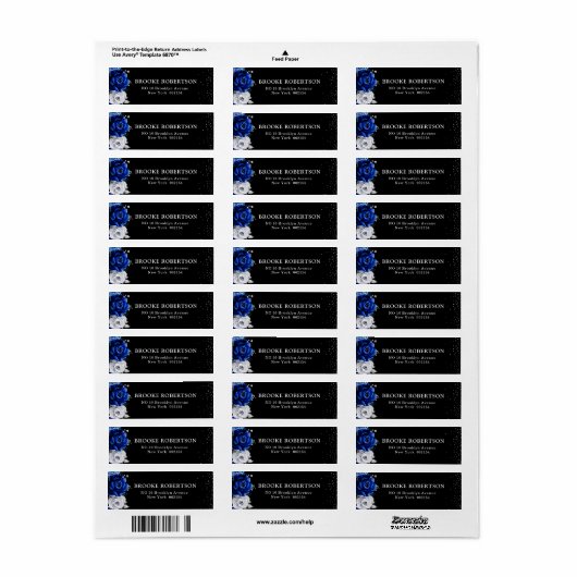 Royal Blue White Silver Metallic Floral Wedding La Etiket (Full Sheet)