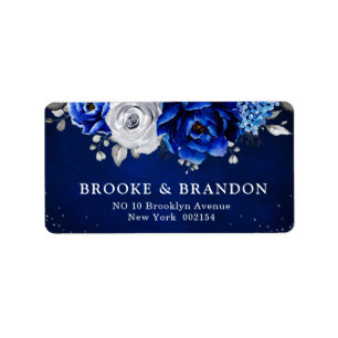 Royal Blue White Silver Metallic Floral Wedding La Etiket