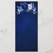 Royal Blue White Silver Metallic Floral Wedding Menu (Achterkant)