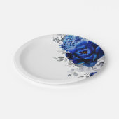 Royal Blue White Silver Metallic Floral Wedding Pa Papieren Bordje (Gekanteld)