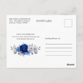 Royal Blue White Silver Metallic Save the Date Briefkaart (Achterkant)