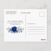Royal Blue White Silver Metallic Save the Date Briefkaart (Achterkant)