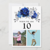 Royal Blue White Silver Metallic Table Number Kaar Kaart (Voorkant)