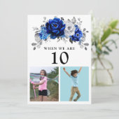 Royal Blue White Silver Metallic Table Number Kaar Kaart (Staand voorkant)