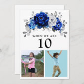 Royal Blue White Silver Metallic Table Number Kaar Kaart (Voorkant / Achterkant)