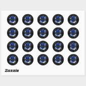 Royal Blue White Silver Metallic Wedding Hartelijk Ronde Sticker (Vel)
