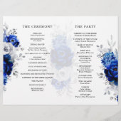 Royal Blue White Silver Metallic Wedding Programme (Achterkant)