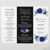 Royal Blue White Silver Tri-voudig Wedding Program (Voorkant)