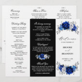 Royal Blue White Silver Tri-voudig Wedding Program (Voorkant / Achterkant)