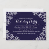 Royal Blue & White Snowflake Holiday Party nodigt  Kaart (Voorkant)