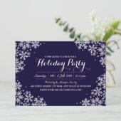 Royal Blue & White Snowflake Holiday Party nodigt  Kaart (Staand voorkant)