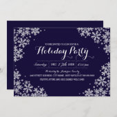 Royal Blue & White Snowflake Holiday Party nodigt  Kaart (Voorkant / Achterkant)
