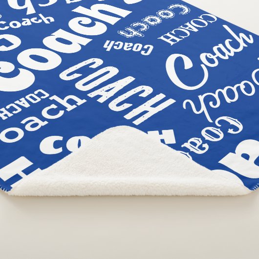 Royal Blue White Specialized Coach Gift Name Art Sherpa Deken (3/4)