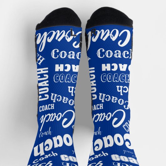 Royal Blue White Specialized Coach Gift Name Art Sokken (Top)