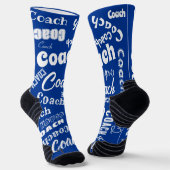 Royal Blue White Specialized Coach Gift Name Art Sokken (Gebogen)
