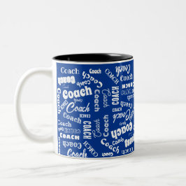 Royal Blue White Specialized Coach Gift Name Art Tweekleurige Koffiemok