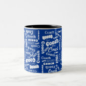 Royal Blue White Specialized Coach Gift Name Art Tweekleurige Koffiemok (Center)
