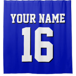 Royal Blue White Sports Jersey Team Jersey Douchegordijn