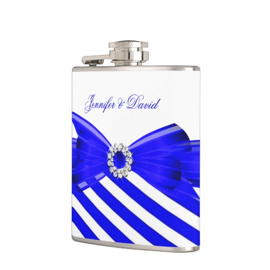 Royal Blue White Stripe Wedding Verloving Heupfles (Links)