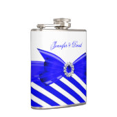 Royal Blue White Stripe Wedding Verloving Heupfles (Rechts)