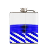 Royal Blue White Stripe Wedding Verloving Heupfles (Achterkant)