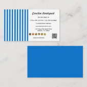 Royal Blue White Stripes QR Code Social Media Icon Visitekaartje (Voorkant / Achterkant)