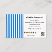 Royal Blue White Stripes QR Code Social Media Icon Visitekaartje (Voorkant)