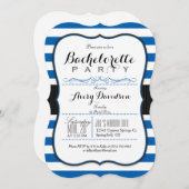 Royal Blue & White Stripes vrijgezellenfeest Kaart (Voorkant / Achterkant)