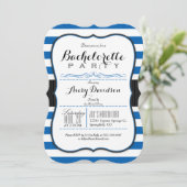 Royal Blue & White Stripes vrijgezellenfeest Kaart (Staand voorkant)