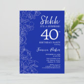Royal Blue White Surprise 40th Birthday Kaart (Staand voorkant)