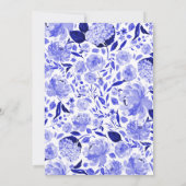 Royal Blue & White Waterverf Floral Bat Mitzvah Kaart (Achterkant)