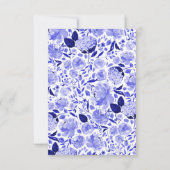 Royal Blue & White Waterverf Floral Mitzvah RSVP (Achterkant)