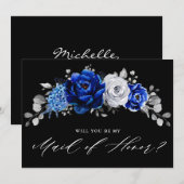 Royal Blue White wil je mijn eerbewijs zijn Inv Kaart (Voorkant / Achterkant)