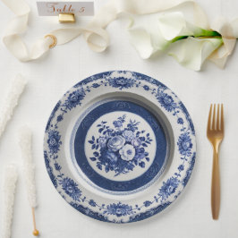 Royal Blue wilde bloem Keramische bruiloft Papieren Bordje