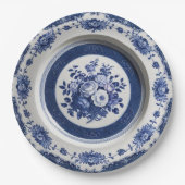 Royal Blue wilde bloem Keramische bruiloft Papieren Bordje (Voorkant)