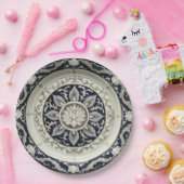 Royal Blue wilde bloem Keramische bruiloft Papieren Bordje (Feest)