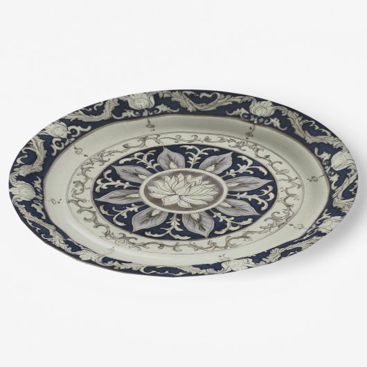 Royal Blue wilde bloem Keramische bruiloft Papieren Bordje (Gekanteld)