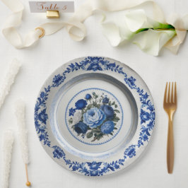 Royal Blue wilde bloem Keramische bruiloft Papieren Bordje