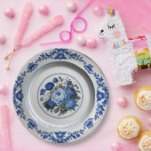 Royal Blue wilde bloem Keramische bruiloft Papieren Bordje (Feest)