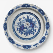 Royal Blue wilde bloem Keramische bruiloft Papieren Bordje (Voorkant)