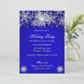 Royal Blue Winter Wonderland Holiday Kaart (Staand voorkant)