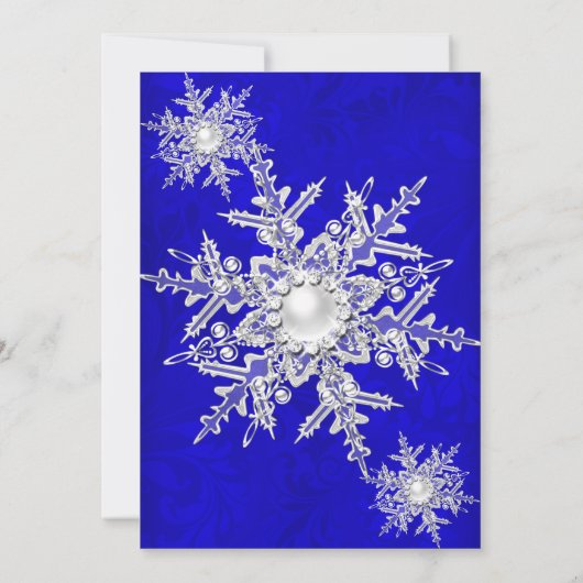 Royal Blue Winter Wonderland Holiday Kaart (Achterkant)