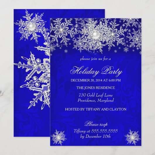 Royal Blue Winter Wonderland Holiday Kaart (Voorkant / Achterkant)