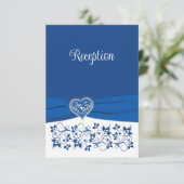 Royal Blue, wit hart van de liefde ontvangst Kaart (Staand voorkant)