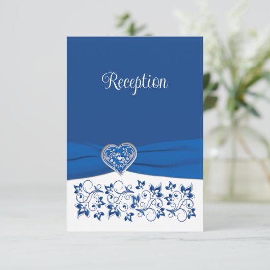 Royal Blue, wit hart van de liefde ontvangst Kaart (Staand voorkant)