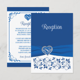 Royal Blue, wit hart van de liefde ontvangst Kaart
