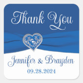 Royal Blue, wit hart van liefde bruiloft gunst Vierkante Sticker (Voorkant)