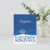 Royal Blue, wit hart van liefde bruiloft RSVP Kaar Kaartje (Staand voorkant)